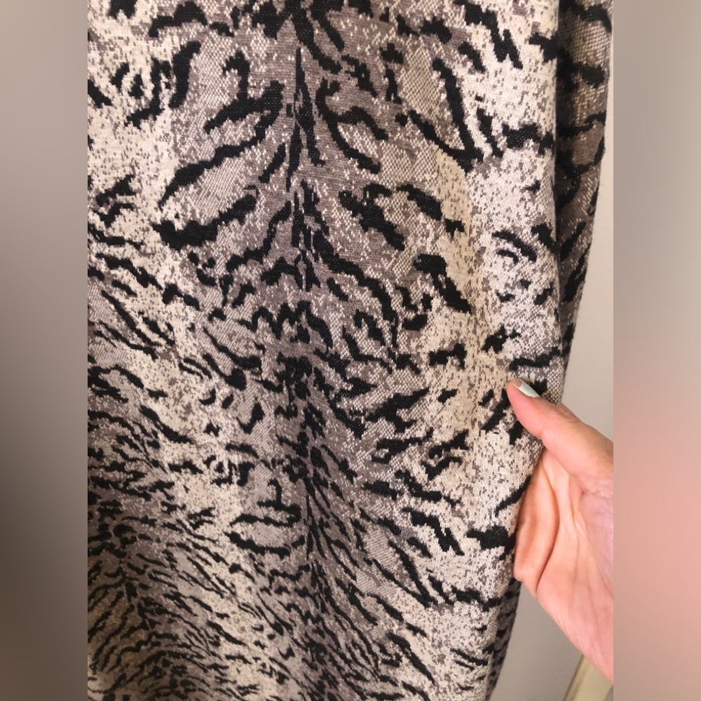 Zara Animal Print Long Sleeve Bodycon Midi Dress size Small black tan - Picture 5 of 10